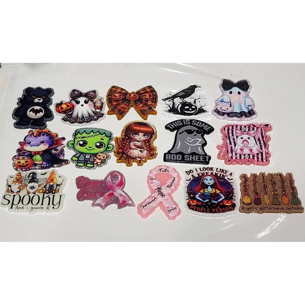 New Inventory Flatbacks Flats Halloween Fall Glitterbacks Badge Crafts Horror